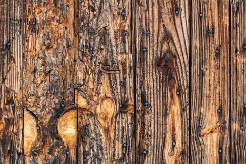 Planks, brown, cracks, vertical Stock Photos