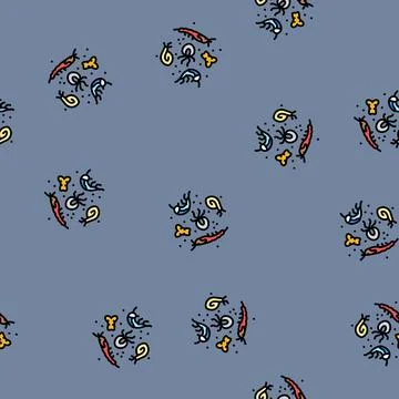 Plankton world ocean vector seamless pattern Stock Illustration