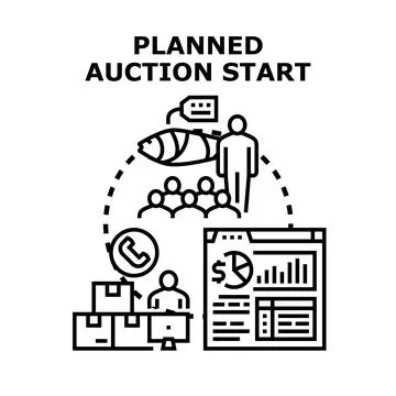 Planned auction start concept for online bidding event Stock Illustration