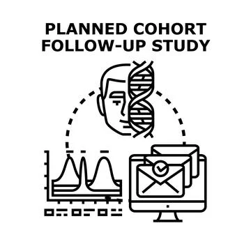 Planned cohort follow up study concept vector illustration Stock Illustration