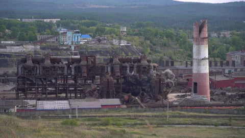 Planned collapse. Explosion of Obsolete Industrial Buildings. Stock Footage 232707331