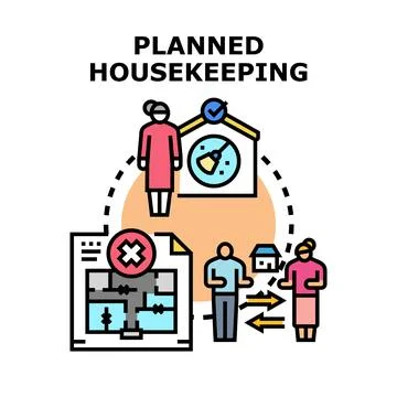 Planned housekeeping services for property management and rental Stock Illustration