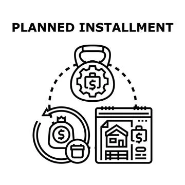 Planned installment payment financial burden calculating process Stock Illustration