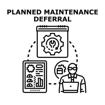 Planned maintenance deferral concept with engineer working Stock Illustration