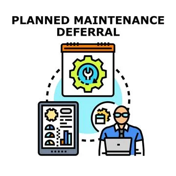 Planned maintenance deferral concept with engineer working Stock Illustration