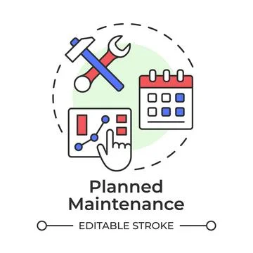 Planned maintenance multi color concept icon Stock Illustration