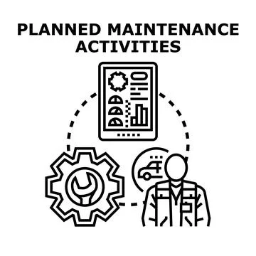 Planned maintenance program and scheduled service activities Stock Illustration