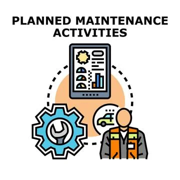 Planned maintenance program and scheduled service activities Stock Illustration