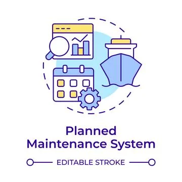 Planned maintenance system multi color concept icon Stock Illustration