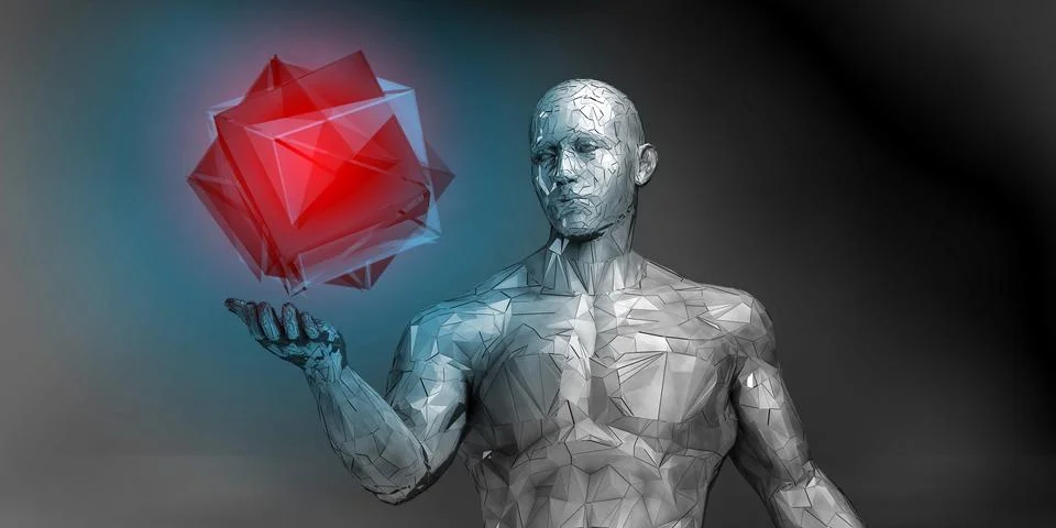 Planned Obsolescence Pattern With Low Poly Figure Stock Illustration