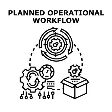 Planned operational workflow optimizing business development process Stock Illustration