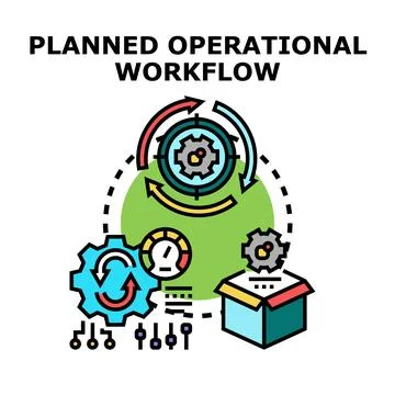 Planned operational workflow optimizing business development process Stock Illustration