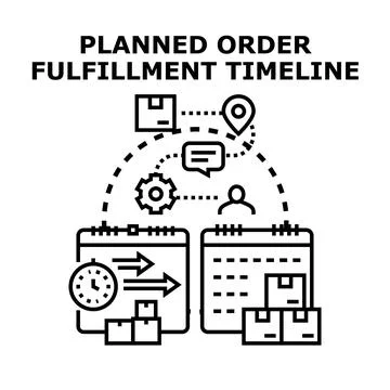 Planned order fulfillment timeline concept planning delivery Stock Illustration