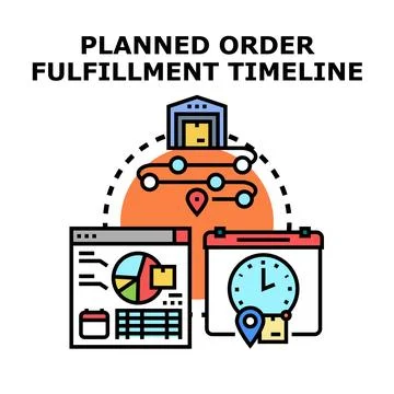 Planned order fulfillment timeline concept icon vector Stock Illustration