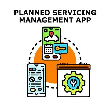Planned servicing management mobile application concept vector 库存插图