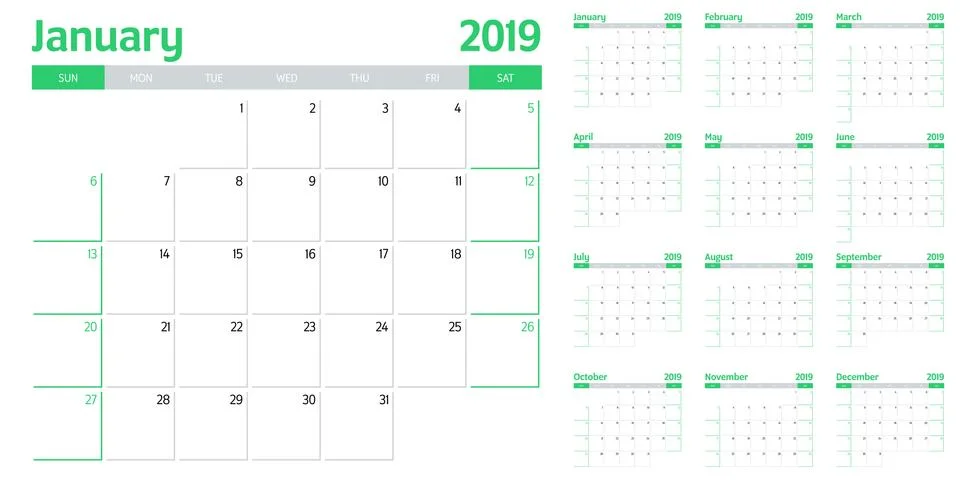 Planner-2019-04d Stock Illustration