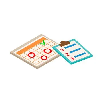 Planner and check list icon, isometric 3d style Stock Illustration
