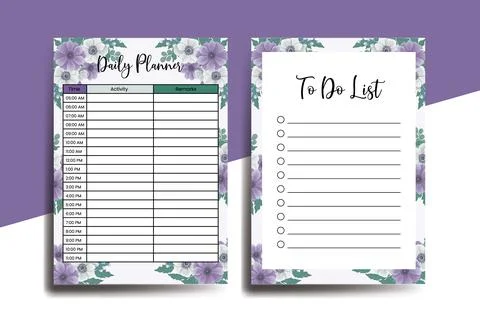 Planner To Do List Anemone Flower Design Template Illustrazione stock