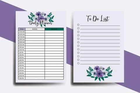Planner To Do List Anemone Flower Design Template Stock Illustration