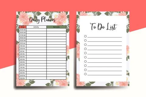 Planner To Do List Dahlia Flower Design Template Stock Illustration