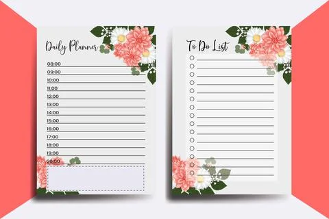 Planner To Do List Dahlia Flower Design Template Stock Illustration