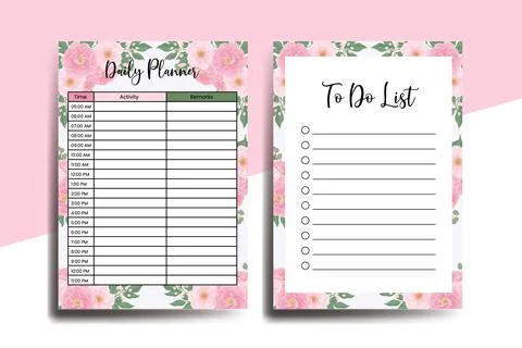 Planner To Do List Peony Flower Design Template Illustrazione stock