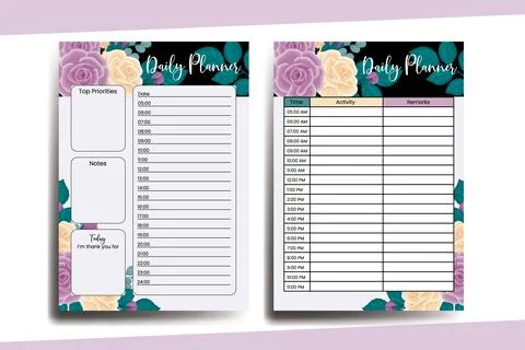 Planner To Do List Rose Flower Design Template Stock Illustration
