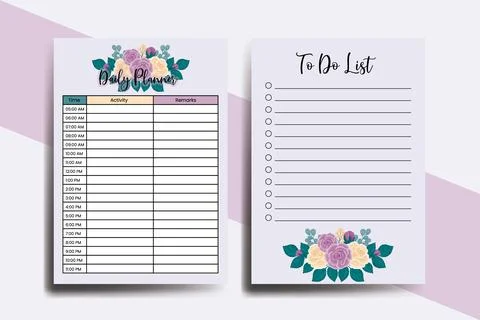 Planner To Do List Rose Flower Design Template Stock Illustration
