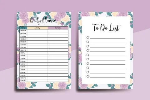 Planner To Do List Rose Flower Design Template Stock Illustration