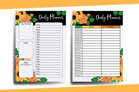 Planner To Do List Sunflower Flower Design Template Stock Illustration
