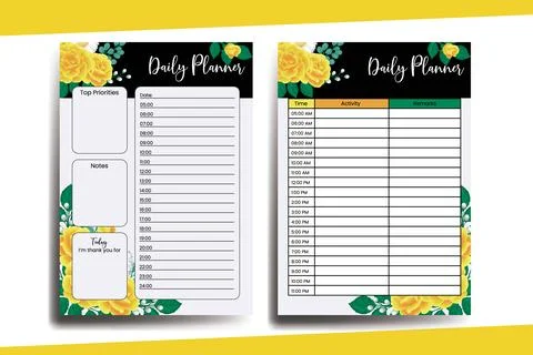 Planner To Do List Yellow Rose Flower Design Template Stock Illustration