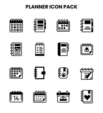 Planner DuoTone Collection Icons Pack Ilustração Stock