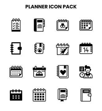 Planner DuoTone UI Icons Pack Stock Illustration