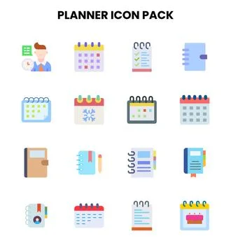 Planner Flat Design Icons Pack Ilustración de archivo