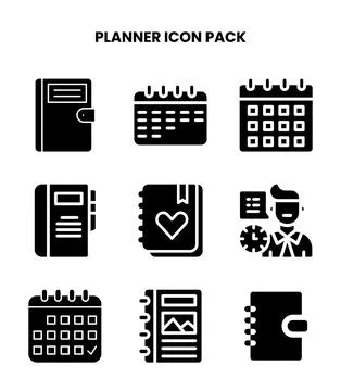 Planner Glyph Graphics Icons Pack Ilustração Stock