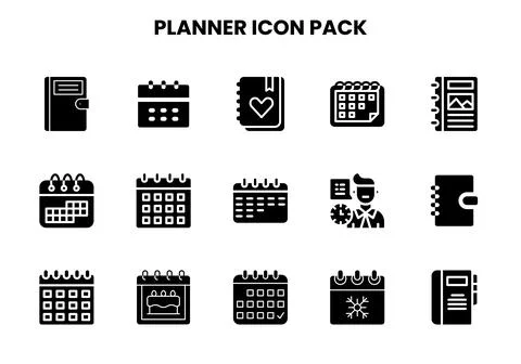 Planner Glyph UI Icons Pack Ilustração Stock