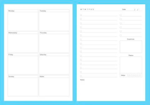 Planner kit, template pages, to do, vector Stock Illustration