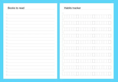 Planner kit, template pages, to do, vector Stock Illustration