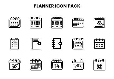 Planner Line Collection Icons Pack Ilustração Stock