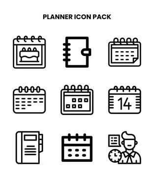 Planner Line Icons Pack Stock Illustration