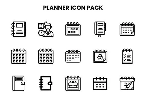Planner Line Scalable Icons Pack Stock Illustration