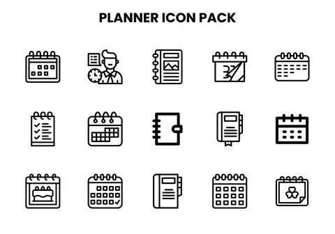 Planner Line Vector Icons Pack Ilustração Stock