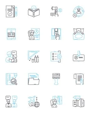 Planner linear icons set. Organization, Time-management, Productivity, Schedule Illustrazione stock