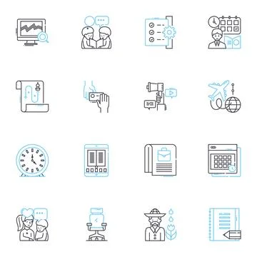 Planner linear icons set. Organization, Time-management, Productivity, Schedule Stock Illustration