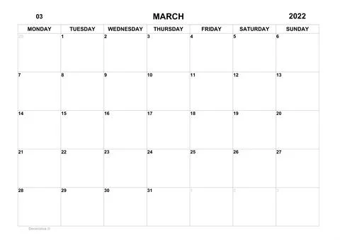 Planner for March 2022. Schedule for month. Monthly calendar. Calendar sunday Stock Illustration