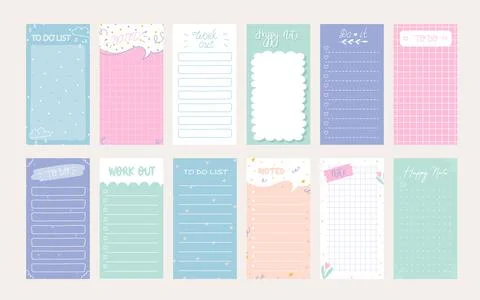 Planner, note paper, to do list, stickers Stock Illustration