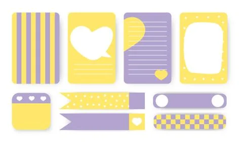 Planner notebook page sticker duct tape vector set Stock Illustration