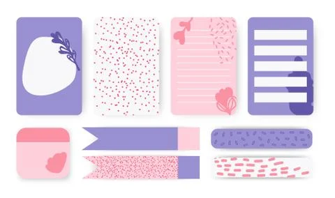 Planner notebook page sticker duct tape vector set Stock Illustration