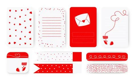 Planner notebook page sticker duct tape vector set Stock Illustration