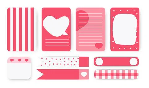 Planner notebook page sticker duct tape vector set Stock Illustration